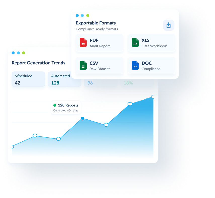 V-Watch AI automated reporting with exportable formats